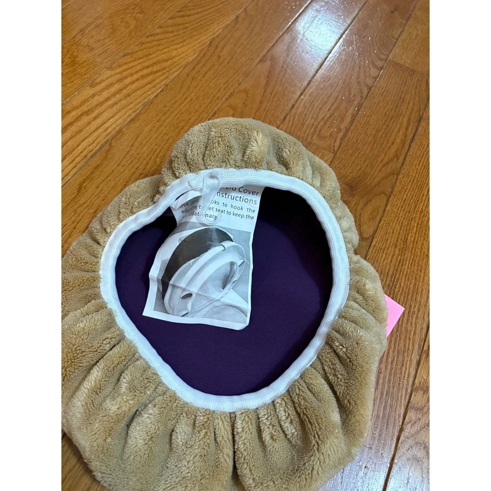 Toilet Lid‎ Cover Cozy Plush Beige Mdeals Elastic Hooks Bathroom Seat Protector
